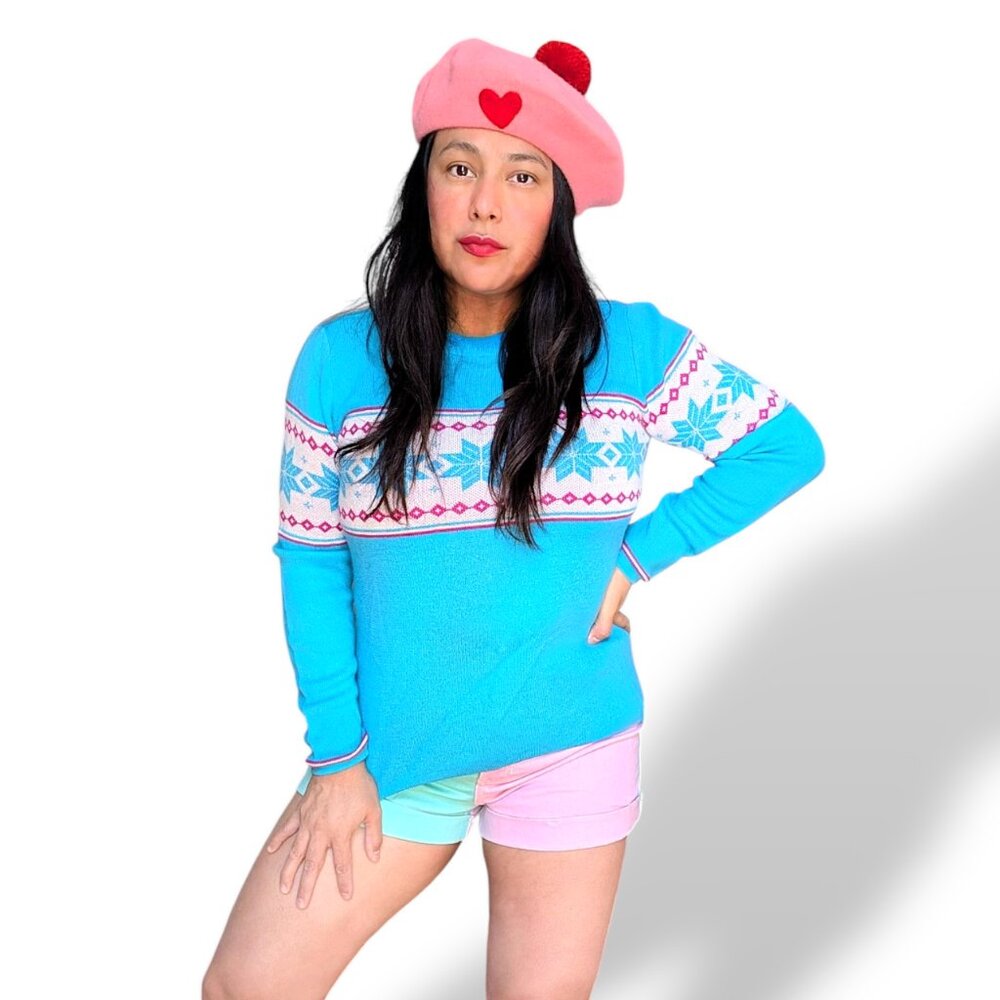Obermeyer vtge Y2K merino blend nordic ice princess knit pullover sweater S